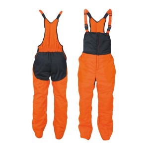 CALÇA MOTOSSERRISTA C/PEITILHO LARANJA/PRETO